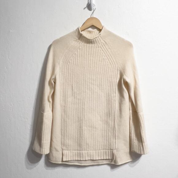 J.Crew Sweater Small New England Mock Neck Wool Tunic Sweater Ivory Cream - Picture 1 of 11